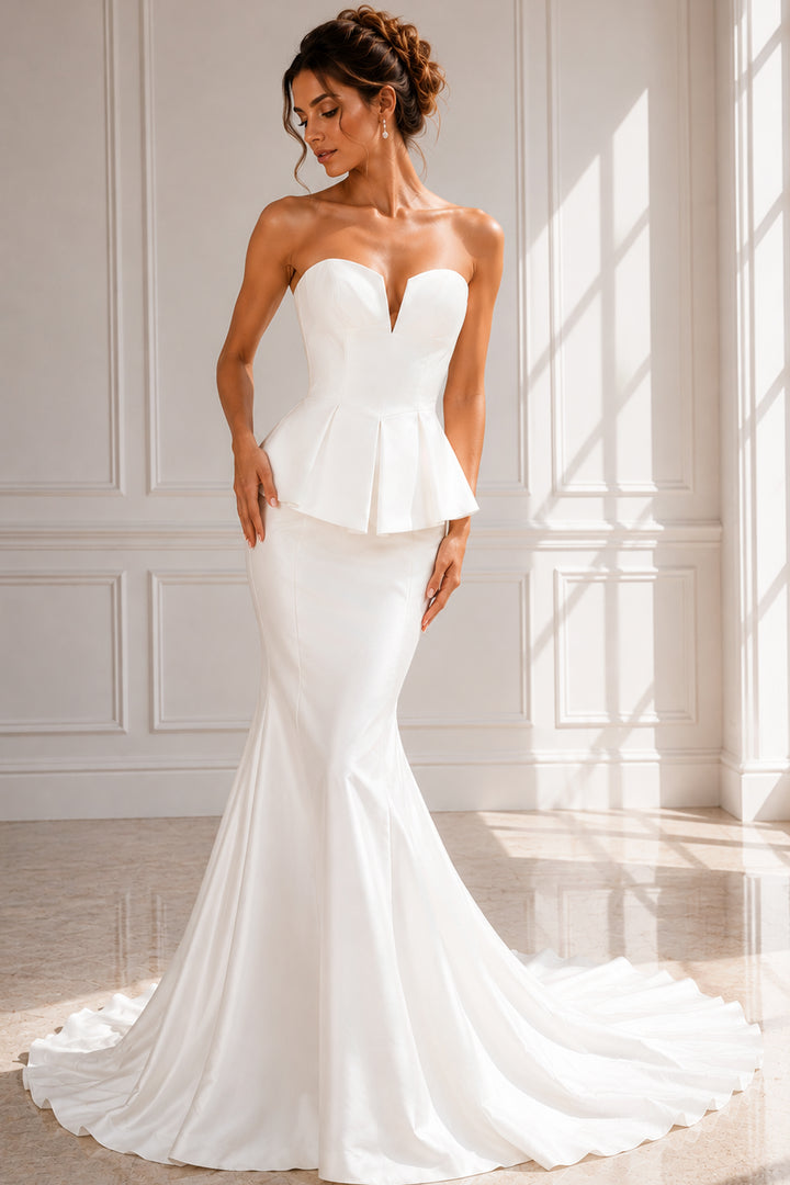 Jovani JB49072 Sweetheart Neckline Strapless Structured Corset Bridal Dress