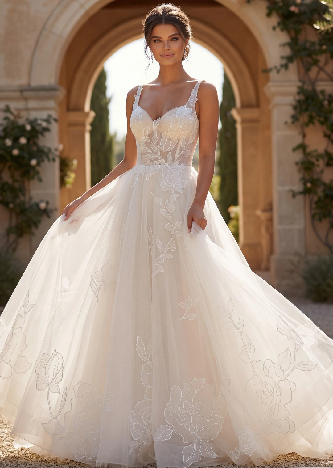 Jovani JB49761 Floral Embroidered A Line Bridal Gown