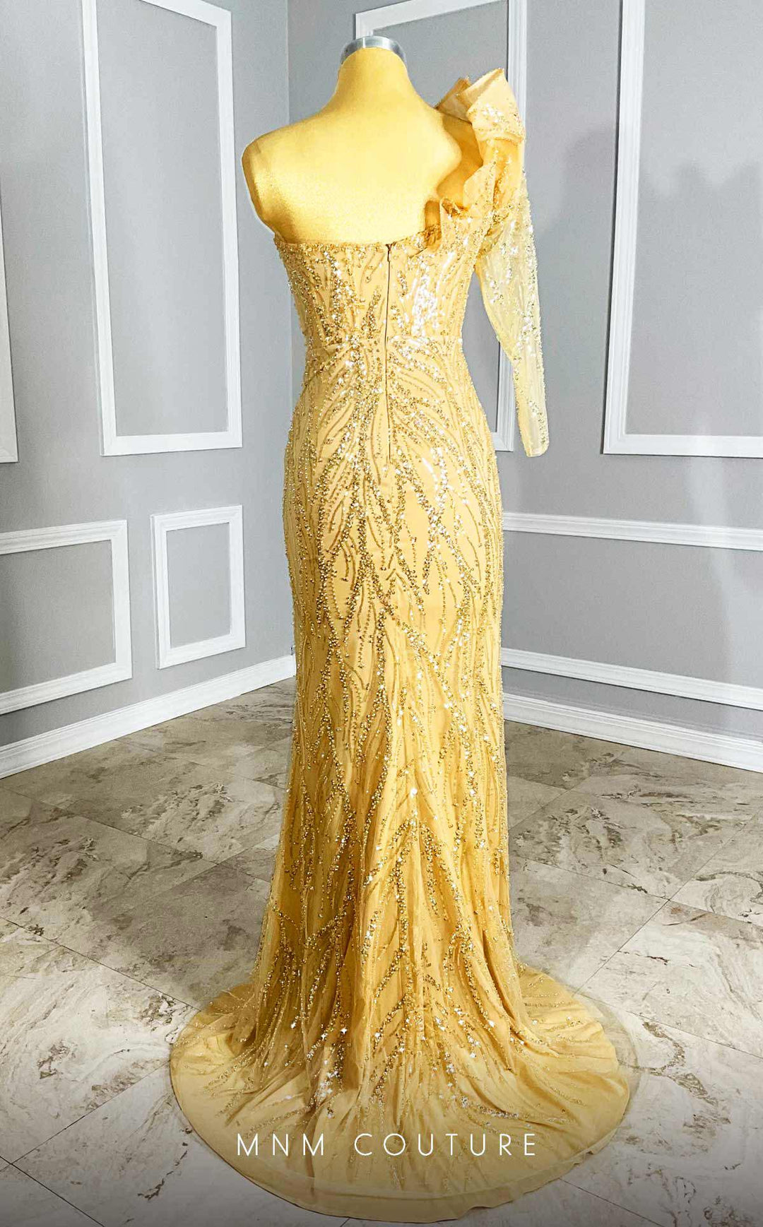 MNM Couture M1114 : Embroidered Asymmetrical Couture Tulle Gown - FOSTANI.com