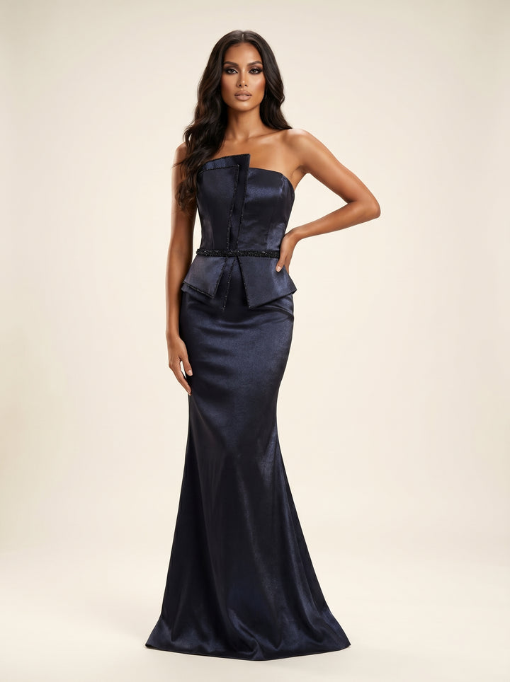 Modessa Couture M26716 Strapless Sleeveless Structured Satin Bodice Dress