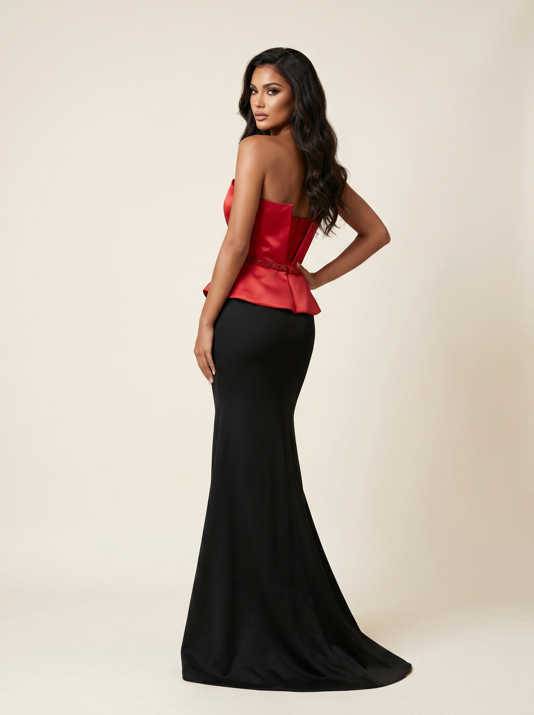 Modessa Couture M26716 Strapless Sleeveless Structured Satin Bodice Dress