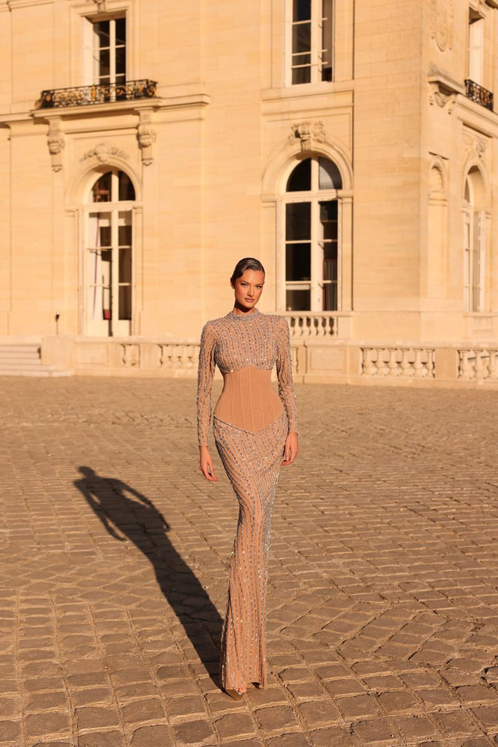 Chic & Holland HF110702 Long Sleeve Corset Couture Dress
