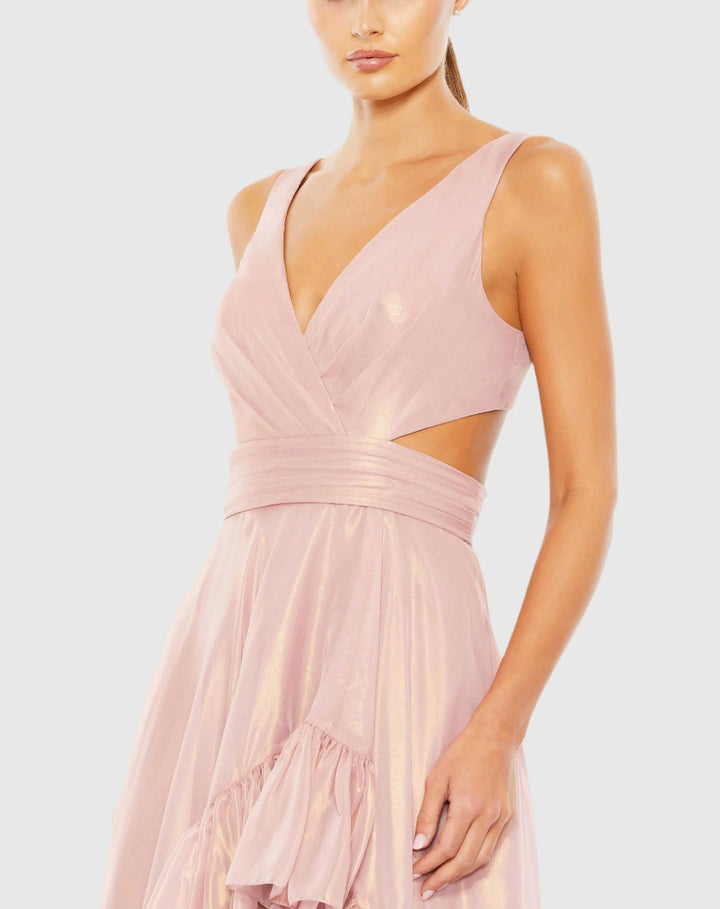 Mac Duggal 49526 Cut Out High Low Ruffle Gown