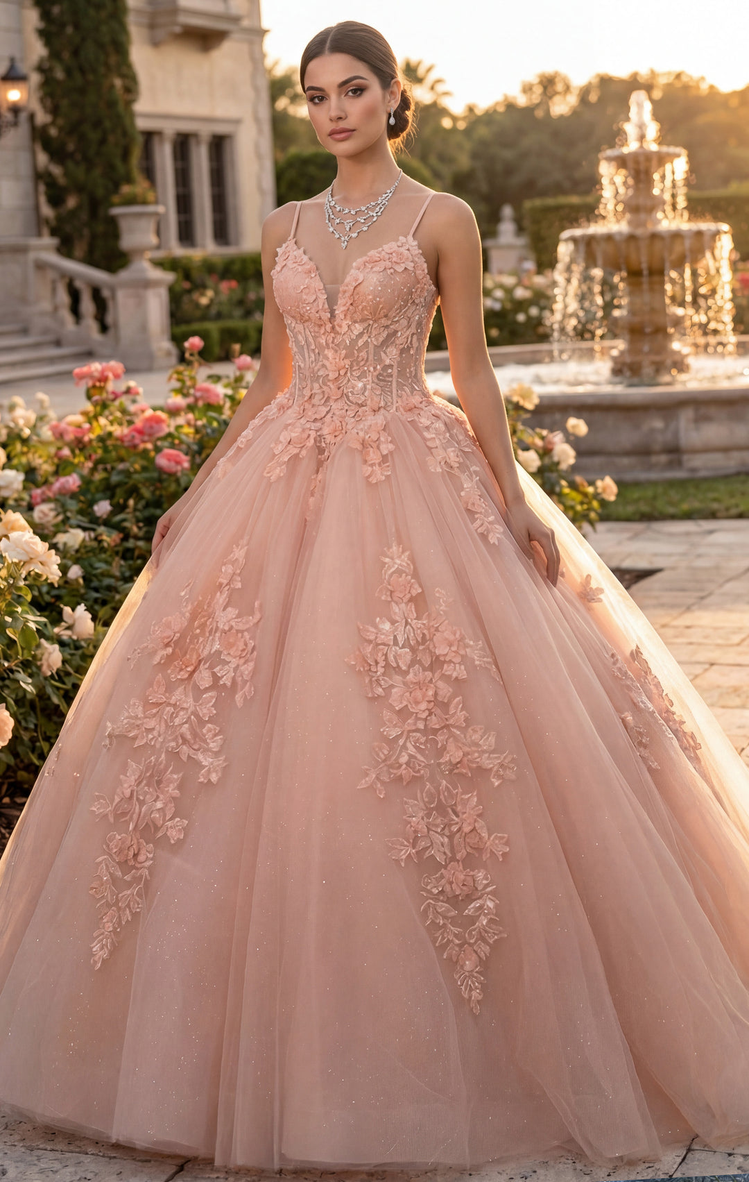 JovaniQ43431 Quinceañera Dress with Floral Appliques