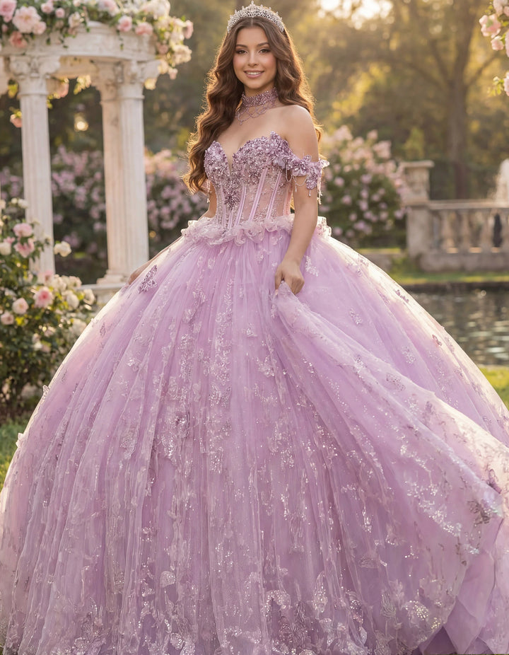 Jovani Q48441 Ball Gown with Off Shoulder Corset