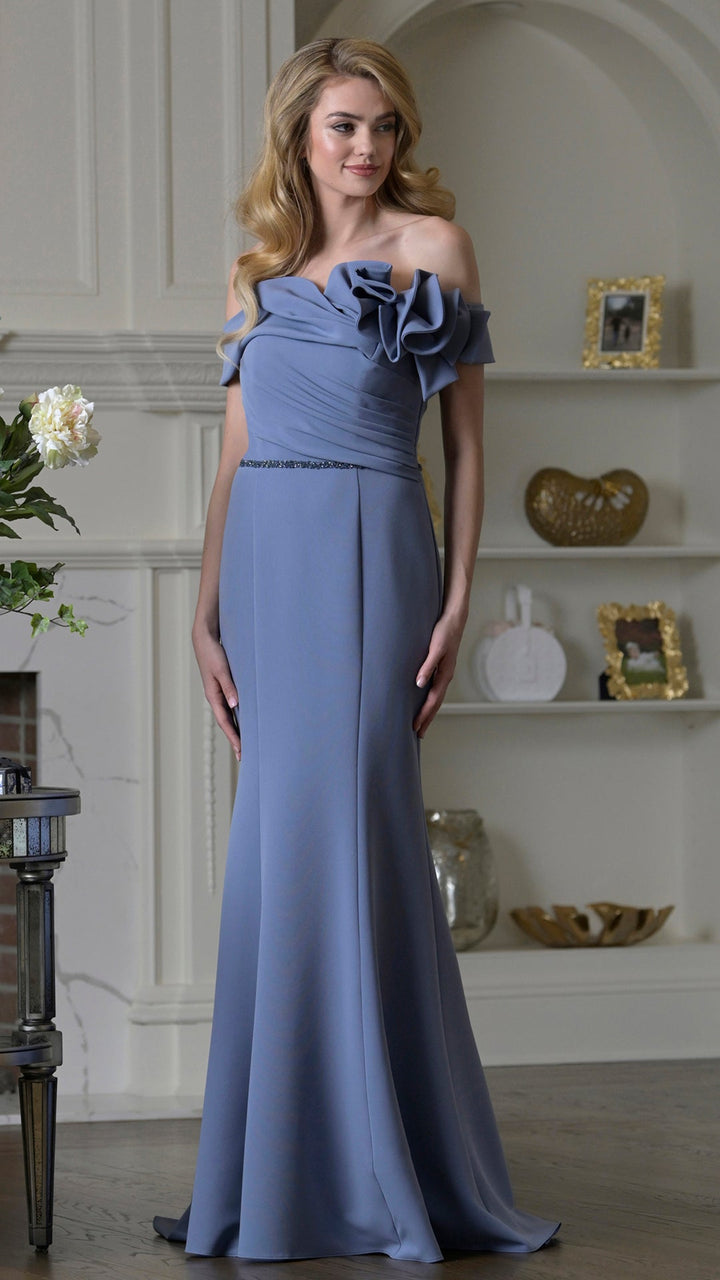 Rina Di Montella RD3507 Off-the-Shoulder Cap Sleeve Mermaid Mother of the Bride Dress