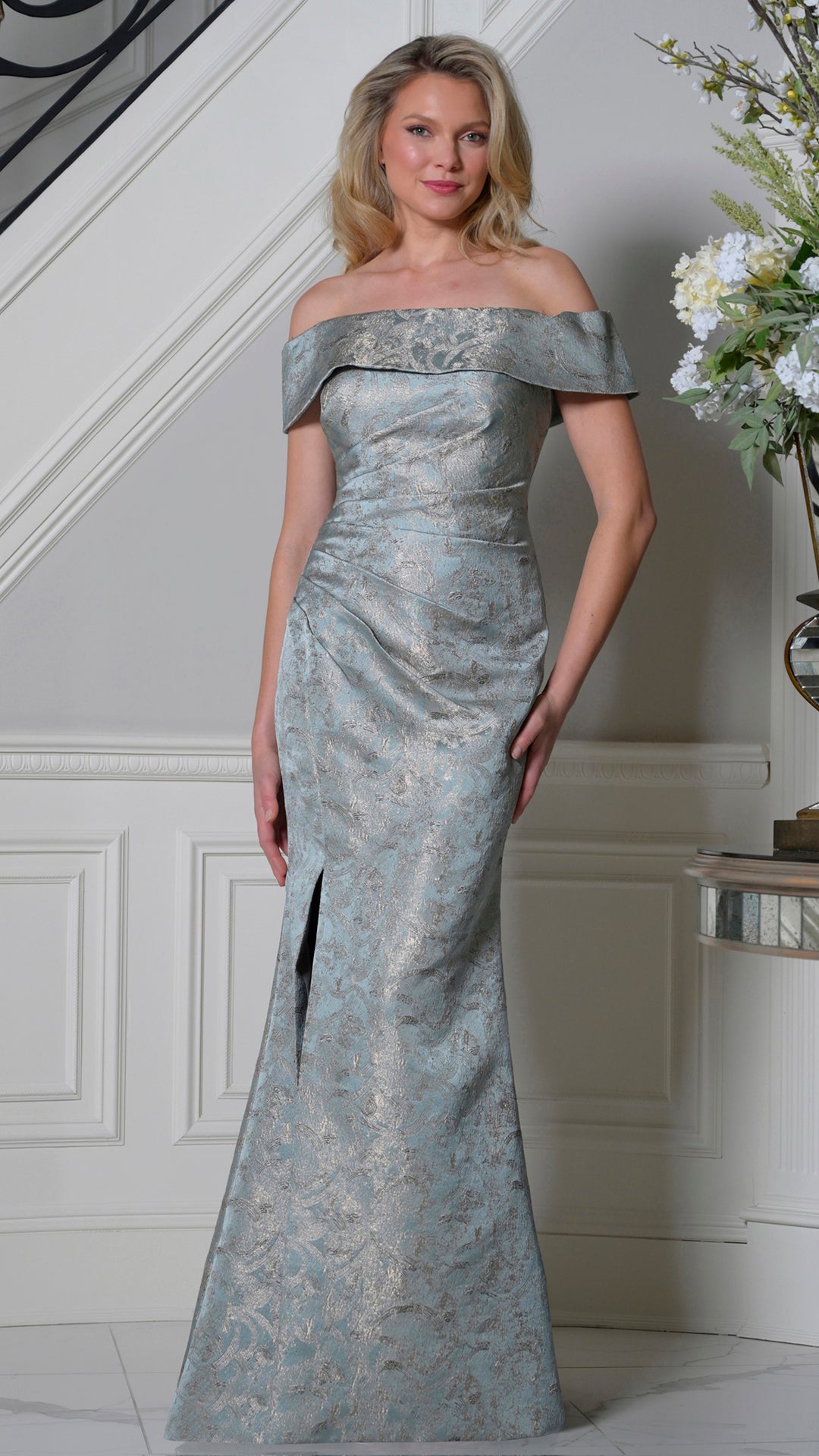 Rina Di Montella RD3511 Off-the-Shoulder Form-Fitting Floor-Length Evening Dress