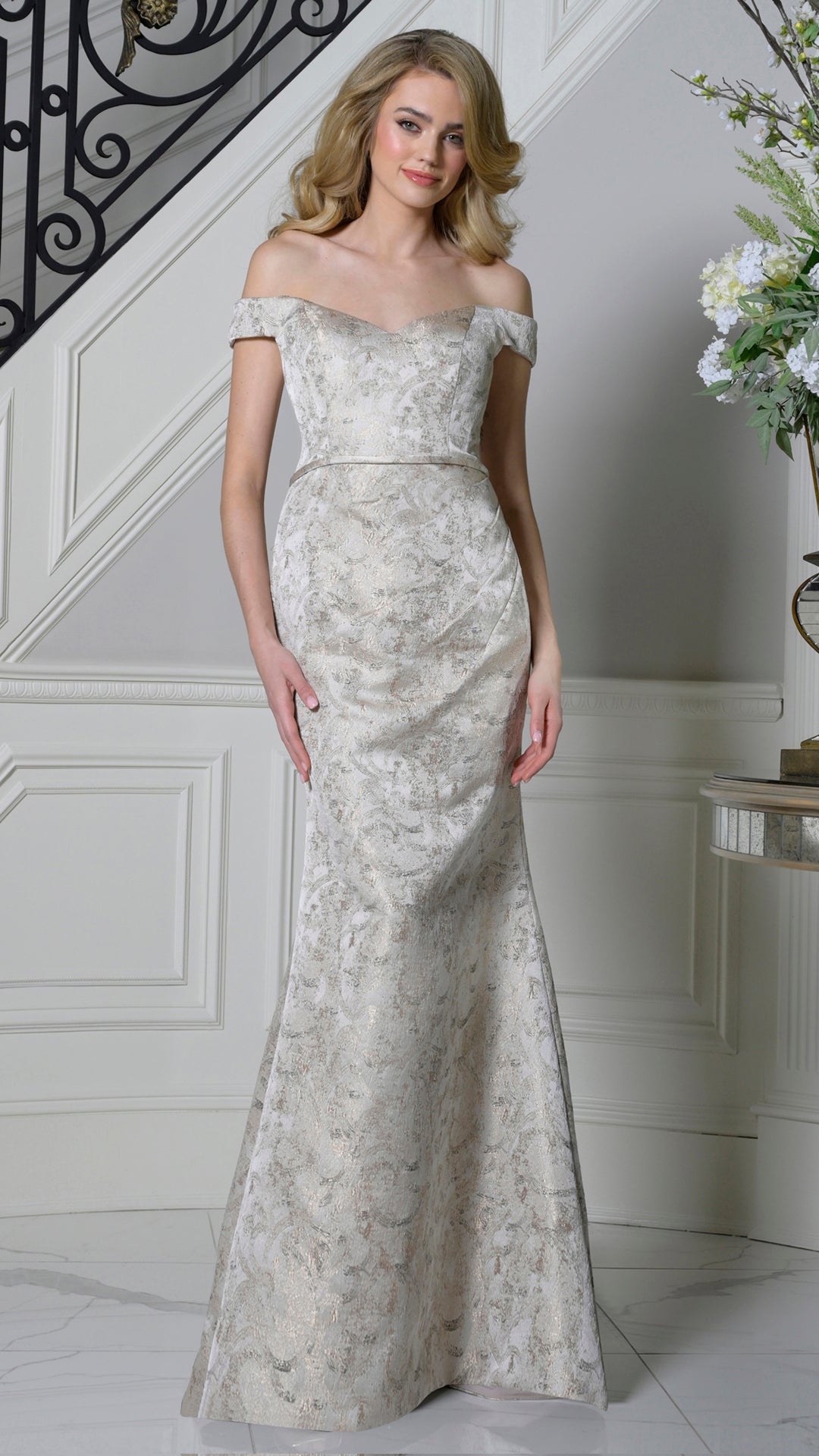 Rina Di Montella RD3513 Sweetheart Off-the-Shoulder Floor-Length Mother of the Bride Dress