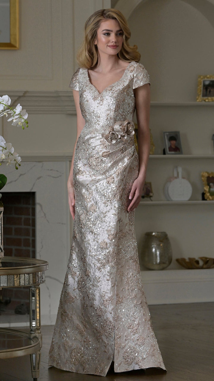 Rina Di Montella RD3529 Embellished Cap Sleeve Mother of the Bride Dress