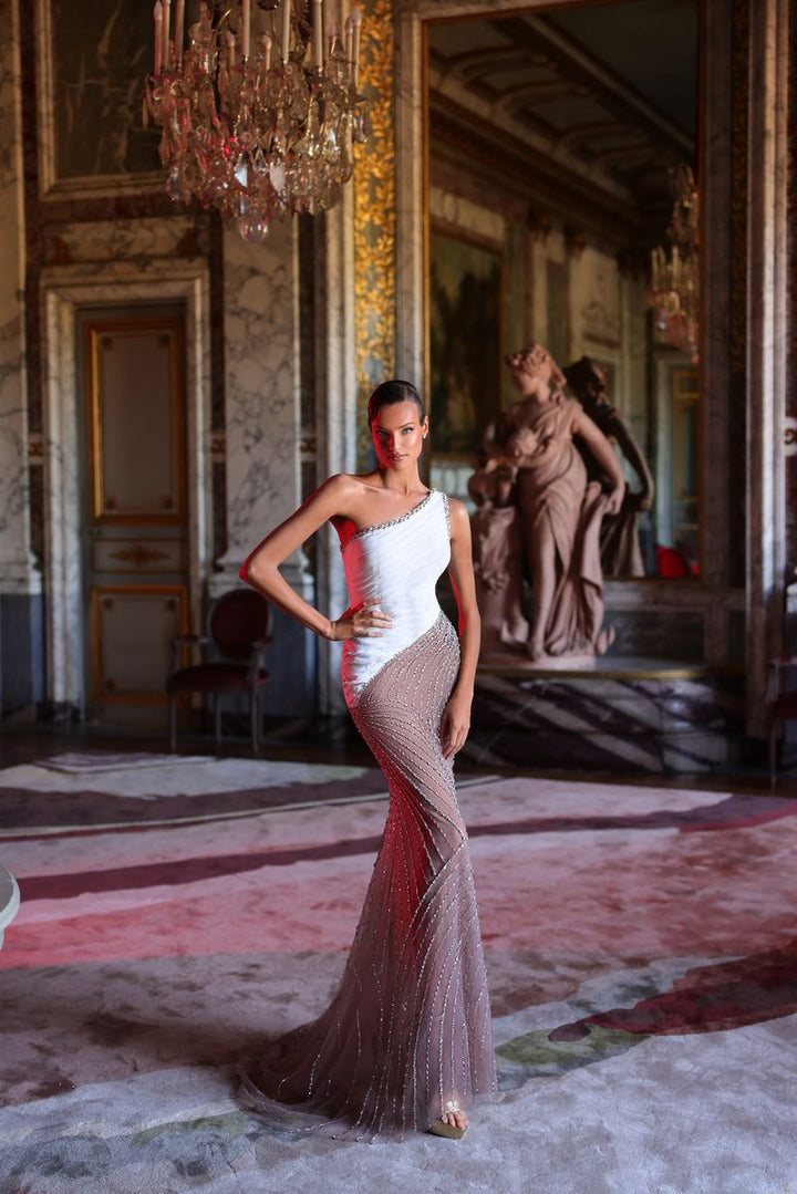 Chic & Holland PH120136 One Shoulder Sheath Couture Dress