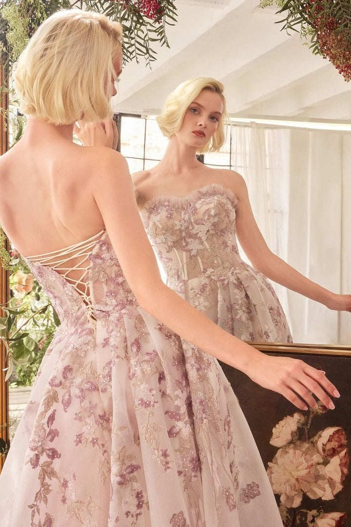 Andrea & Leo Couture A1455 Strapless Floral Applique Prom 2026 Dress