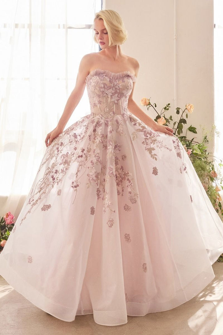 Andrea & Leo Couture A1455 Strapless Floral Applique Prom 2026 Dress
