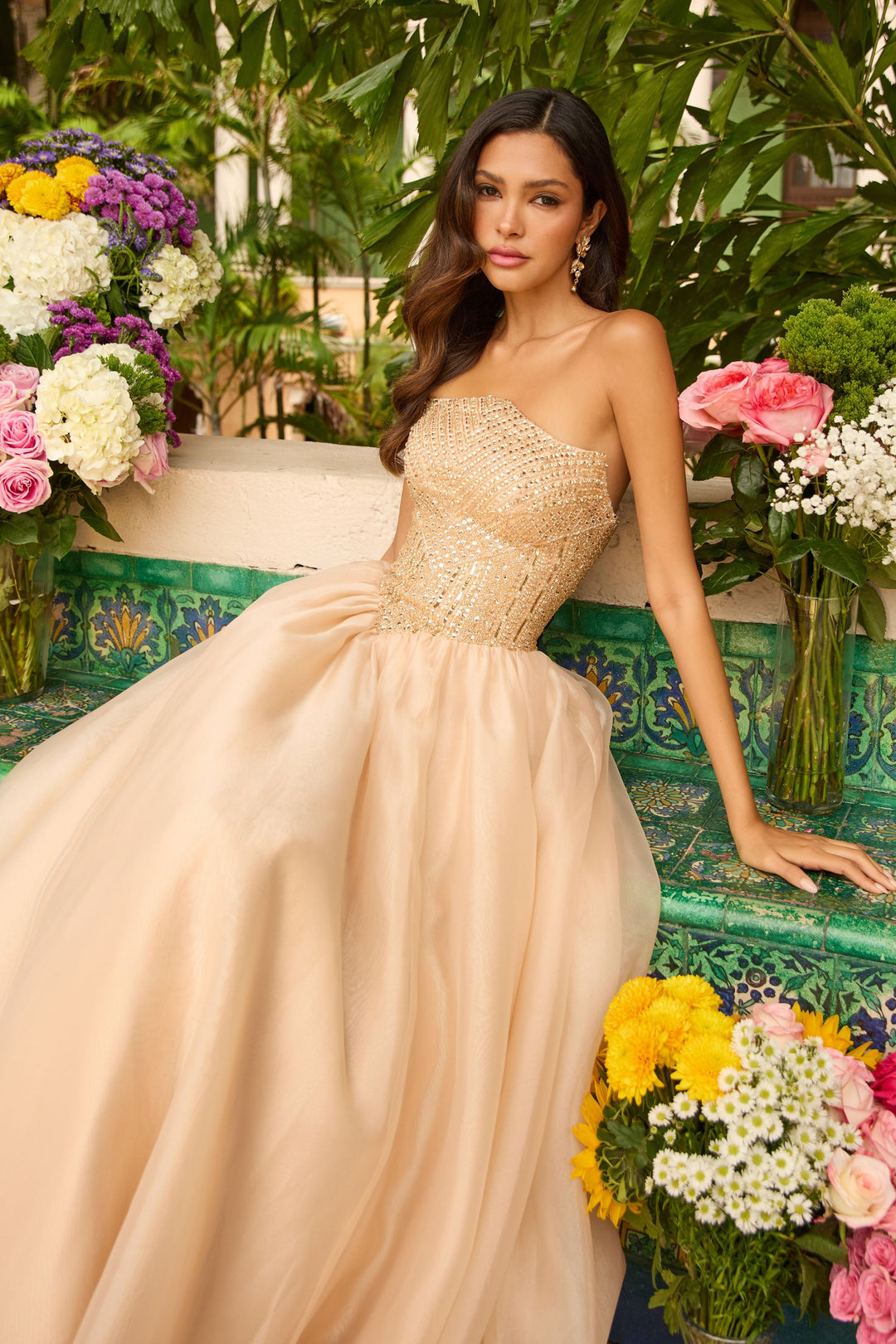 Ava Presley 47255 - Couture Beaded Organza Ballgown - FOSTANI.com