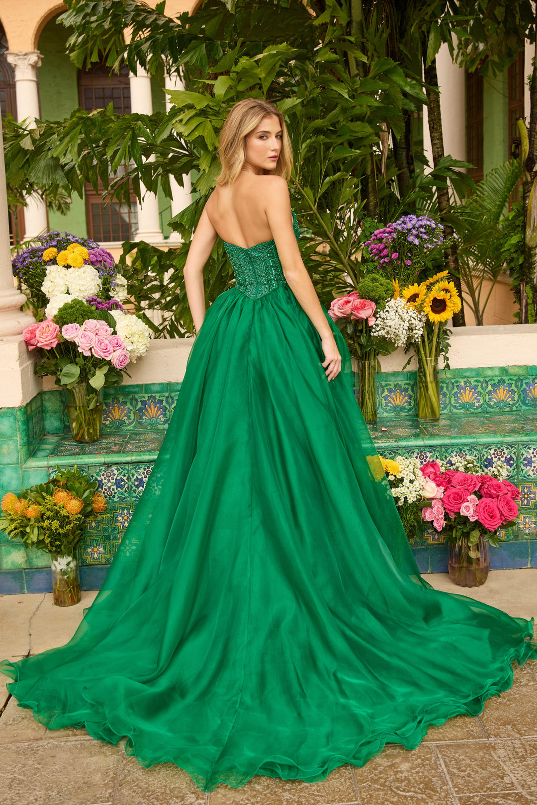 Ava Presley 47255 - Couture Beaded Organza Ballgown - FOSTANI.com