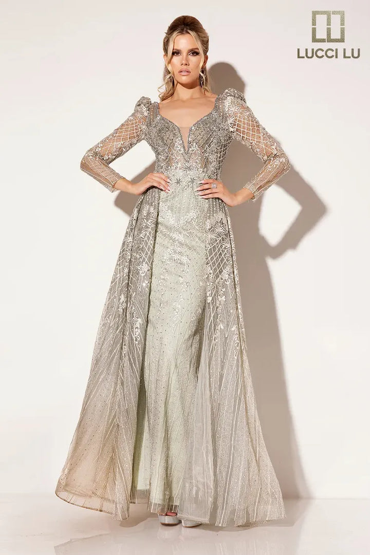 Lucci Lu C8078 Floral Beaded Mother of the Bride Dress