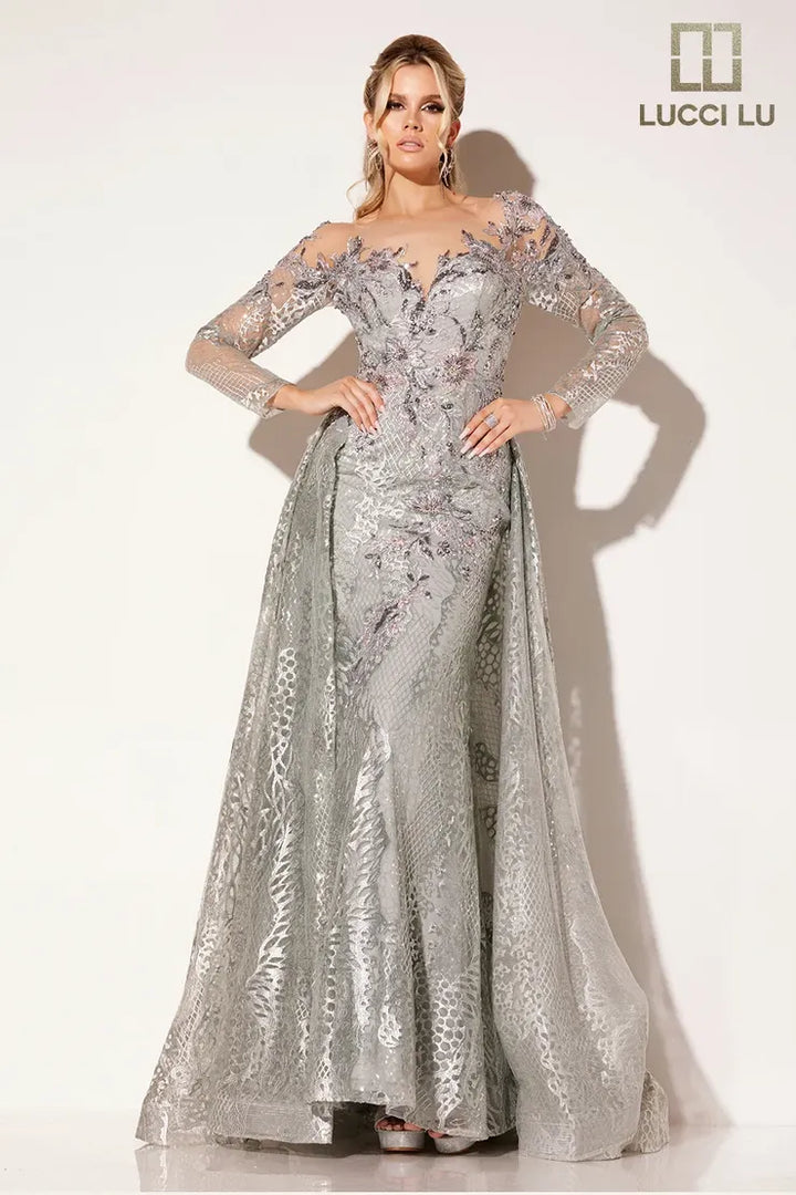 Lucci Lu C8080 Floral Appliqué Mother of the Bride Dress