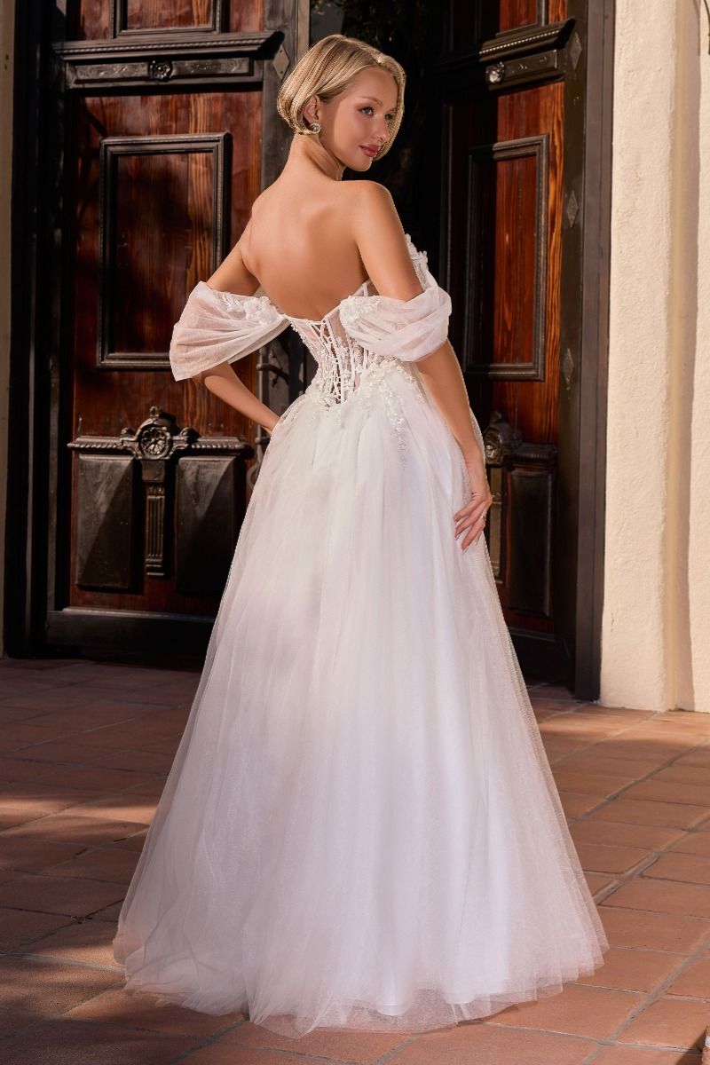 Ladivine CD2426W Off-Shoulder Floral Lace Bridal Dress