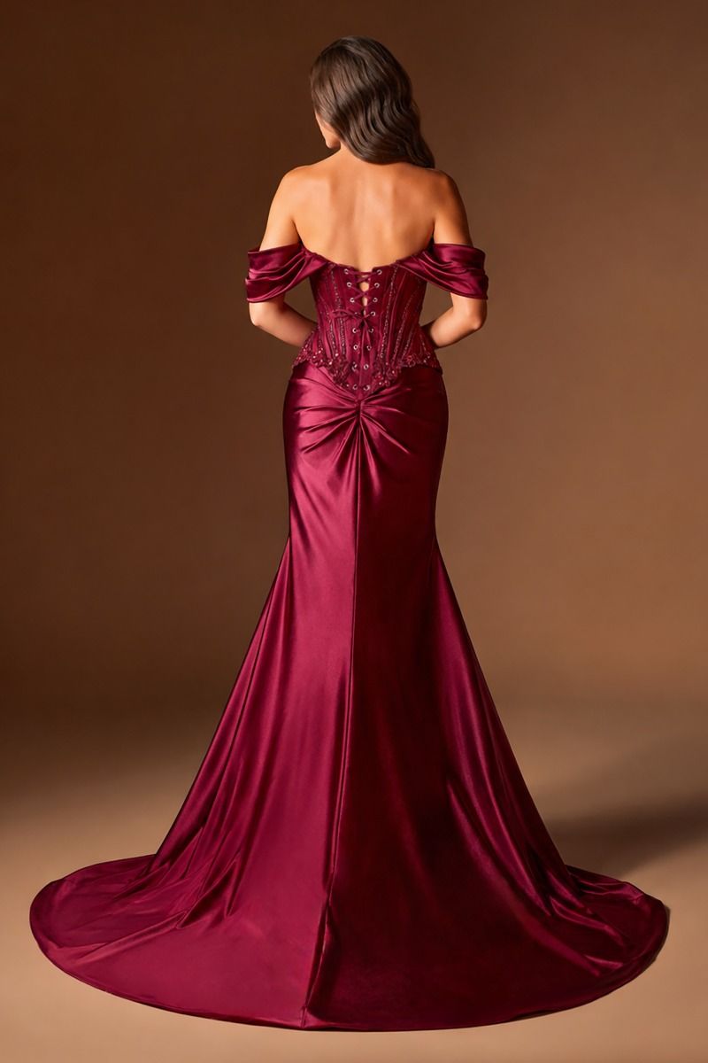 Ladivine CD656 Off Shoulder Corset High Slit Prom 2026 Dress