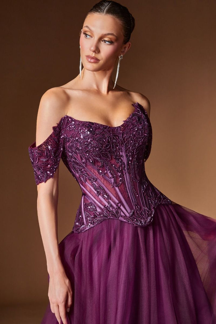 Ladivine CD657 Embellished Corset Evening Dress