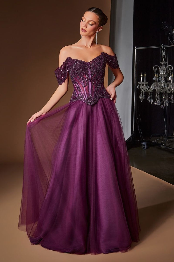Ladivine CD657 Embellished Corset Evening Dress