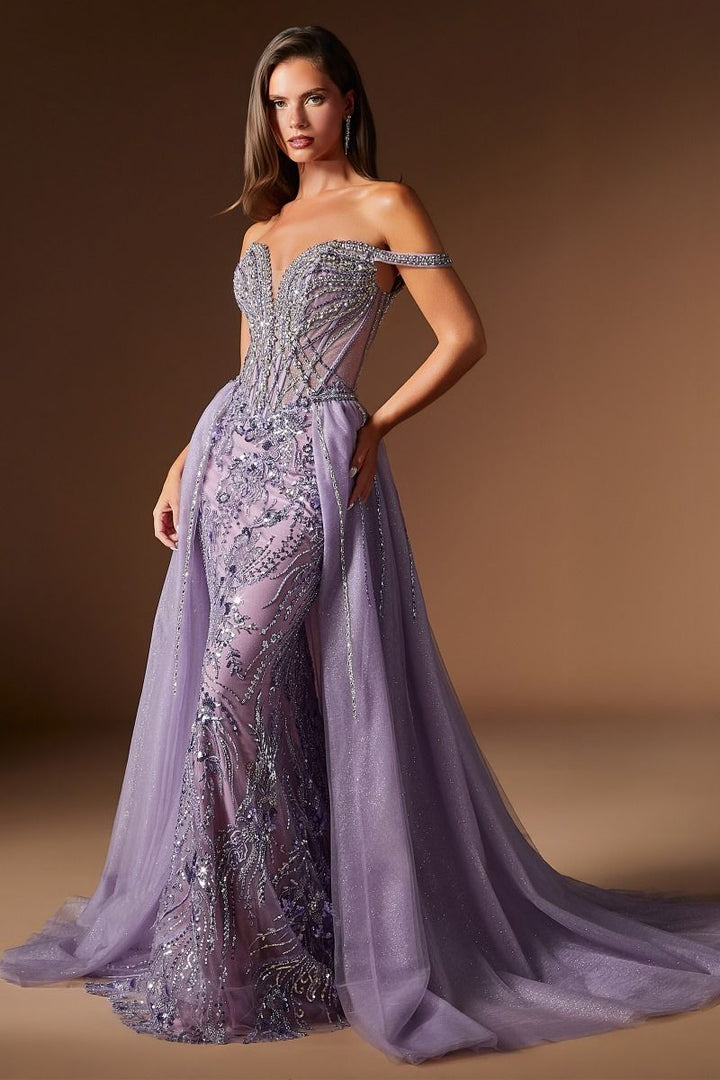 Ladivine CDS570 Crystal Beaded Off-Shoulder Prom 2026 Dress
