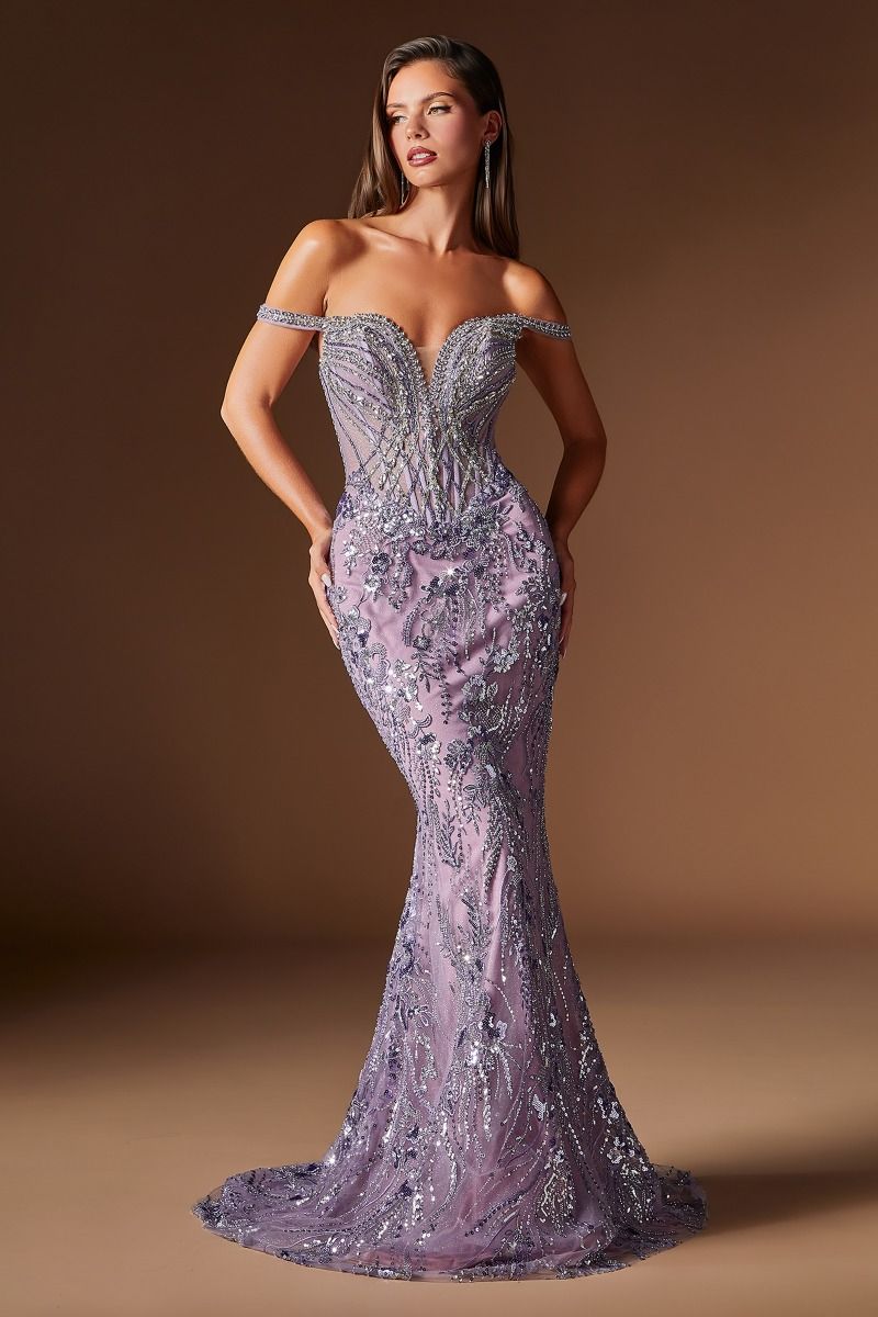 Ladivine CDS570 Crystal Beaded Off-Shoulder Prom 2026 Dress