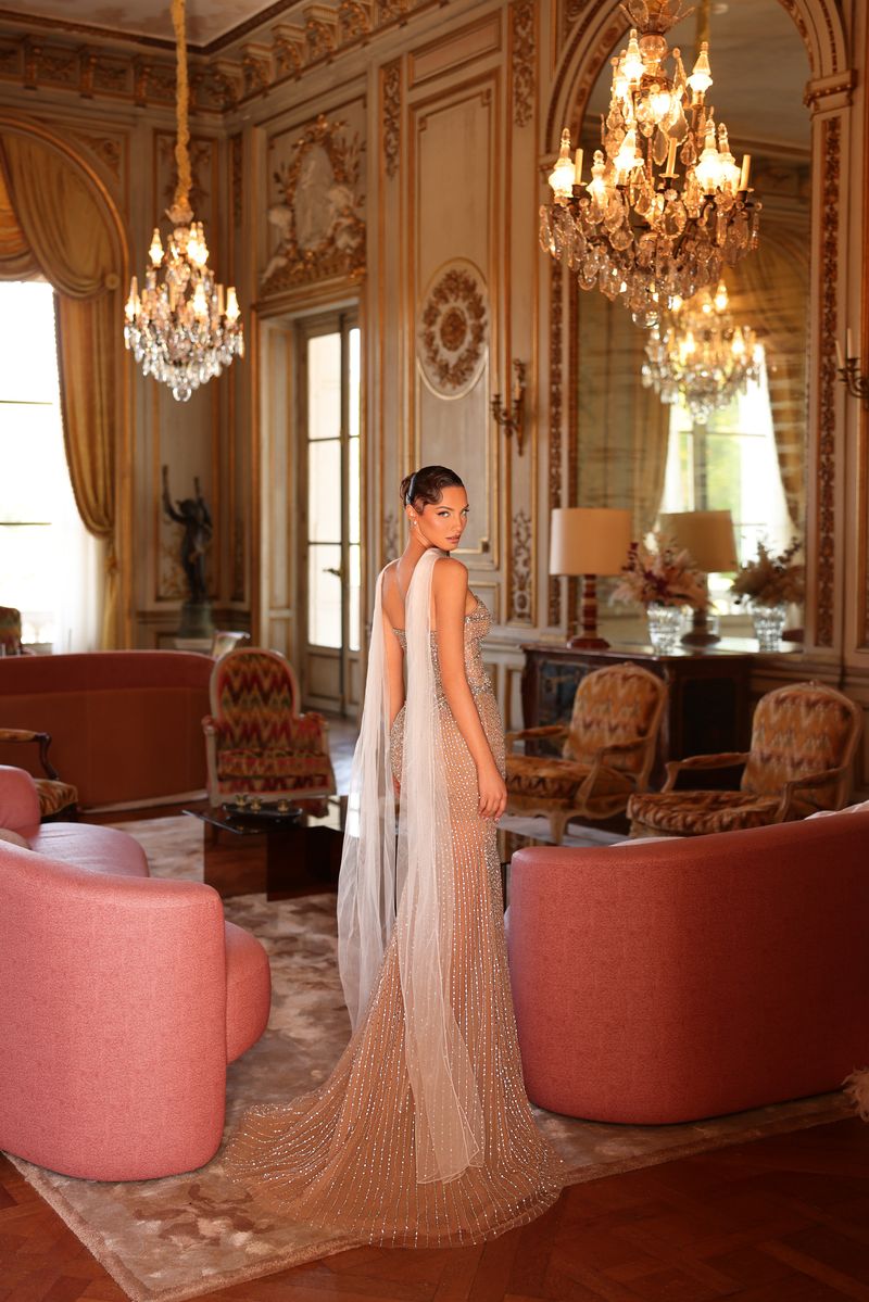 Chic & Holland PH120152 Strapless Bow Choker Couture Dress