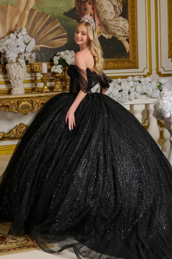 GLS Collective GL3502 Sheer Lace Glitter Quinceañera Dress