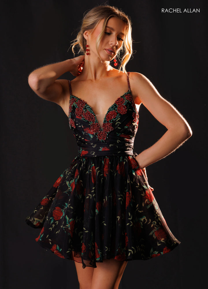 Rachel Allan 40711 Floral Beaded Homecoming Dress