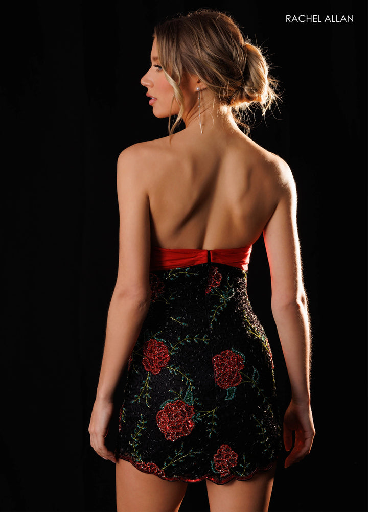 Rachel Allan 40754 Rosette Cutout Floral Homecoming Dress