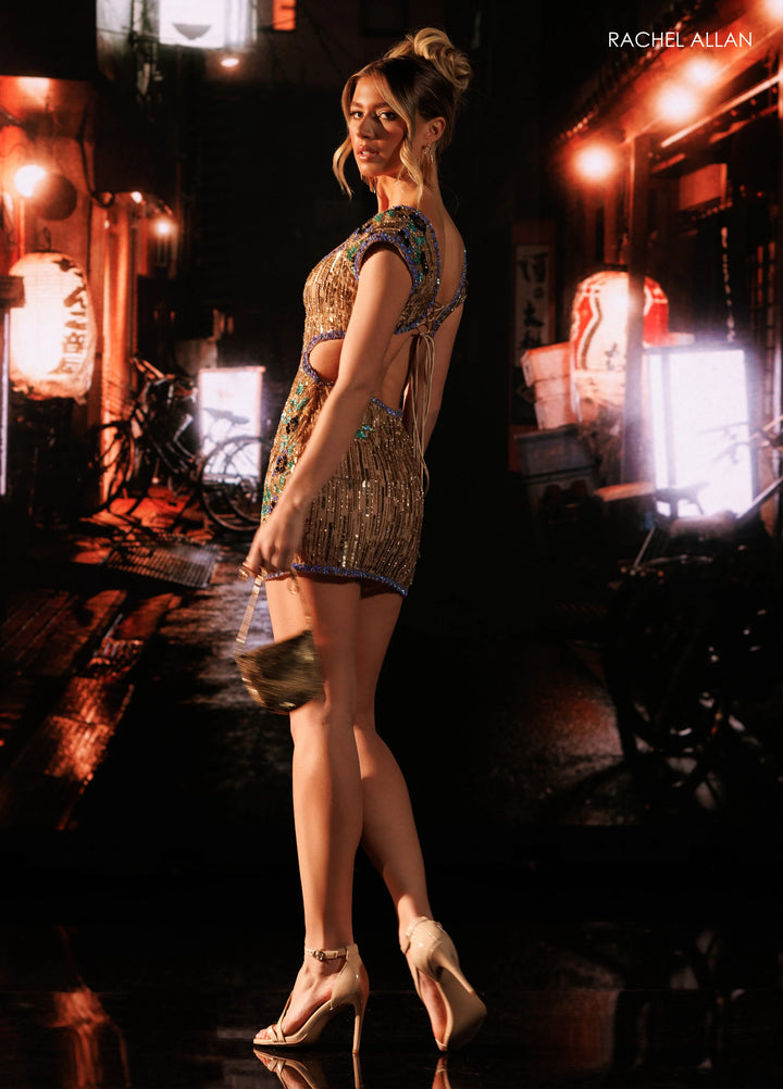 Rachel Allan 40762 Sequin Floral Homecoming Dress