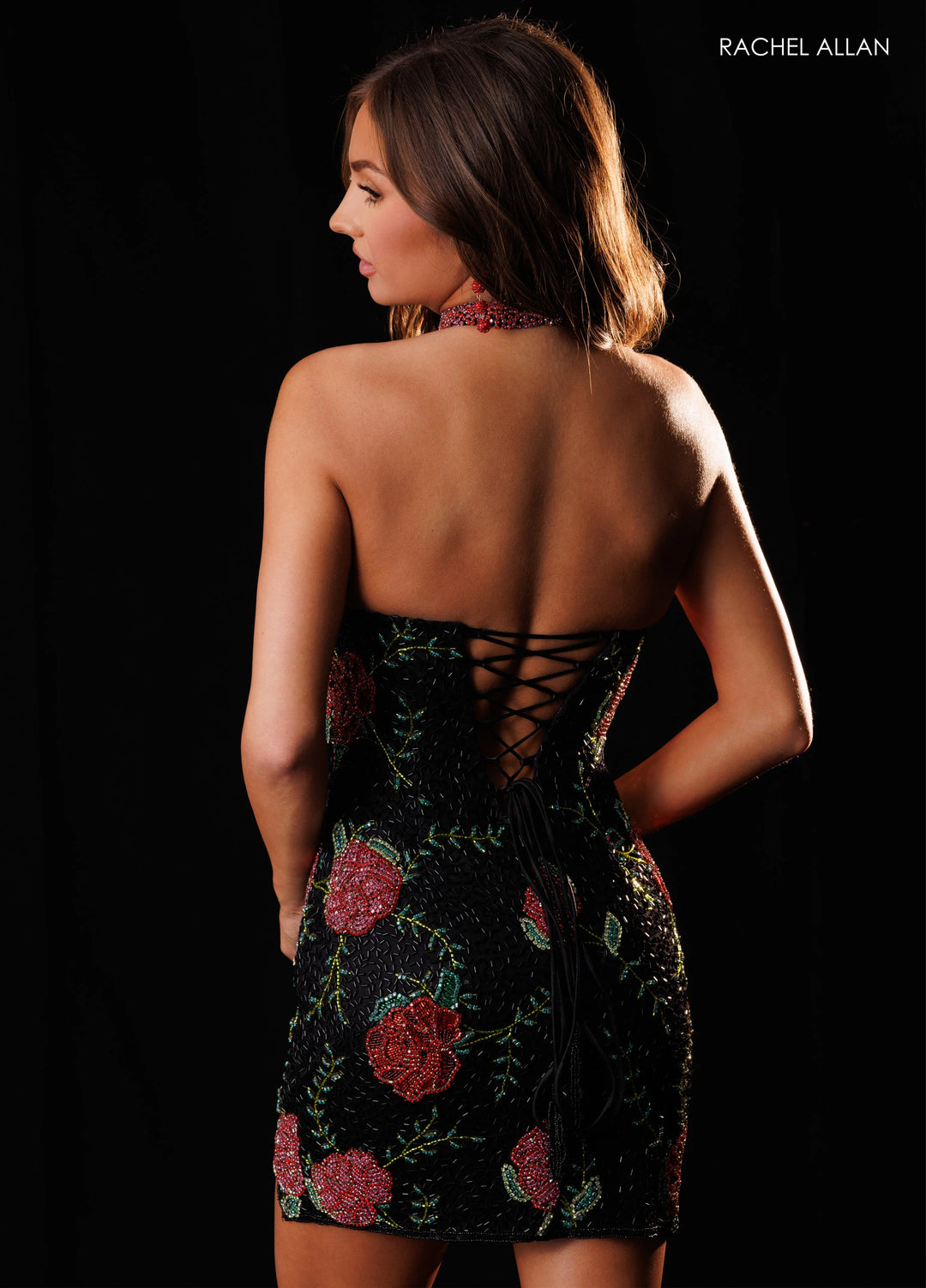 Rachel Allan 40662 Beaded Floral Homecoming Dress