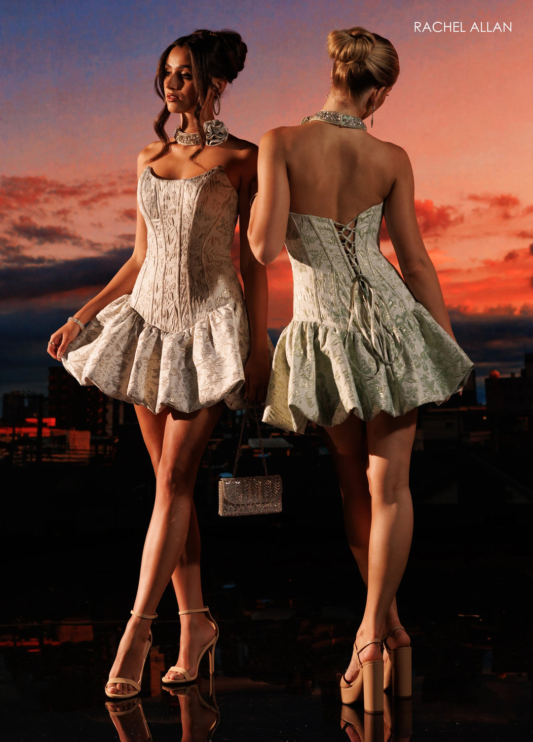 Rachel Allan 40695 Strapless Corset Drop-Waist Bubble Dress