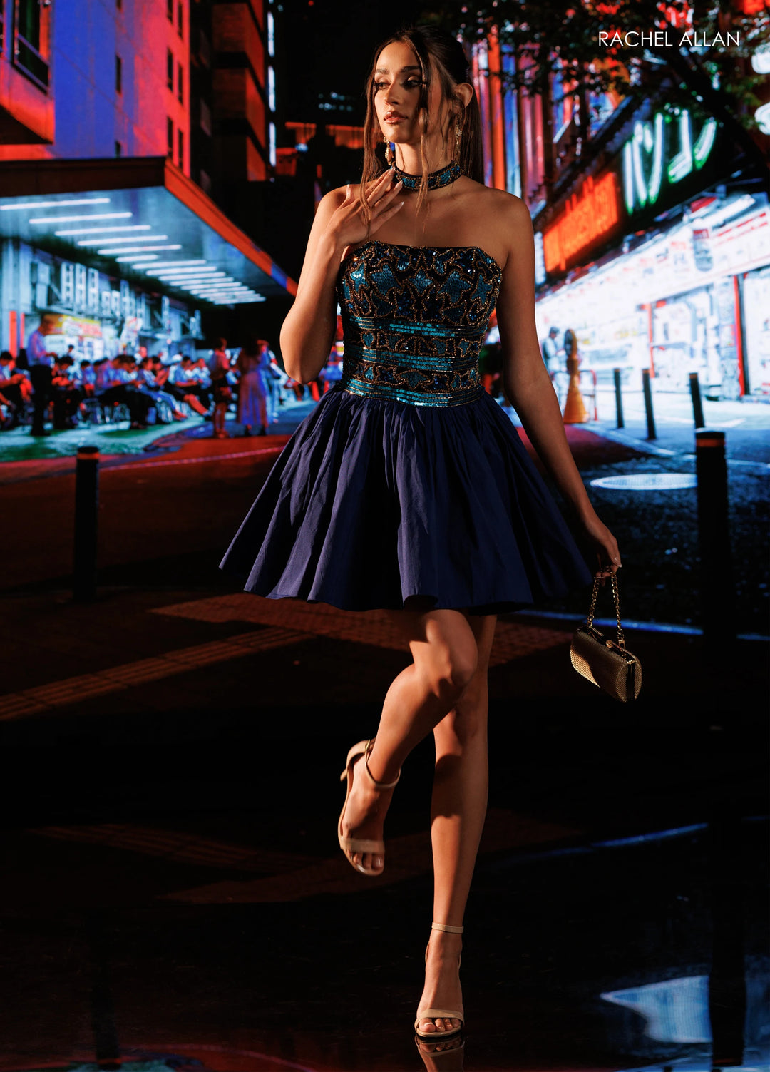 Rachel Allan 40783 Beaded Strapless Homecoming Dress