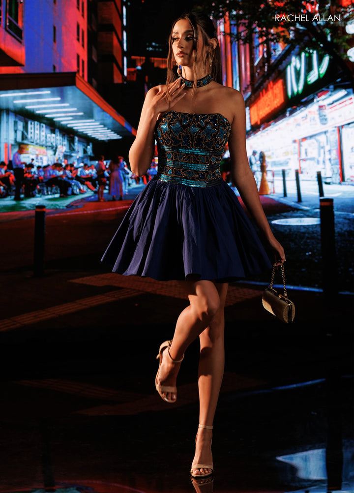 Rachel Allan 40783 Beaded Strapless Homecoming Dress