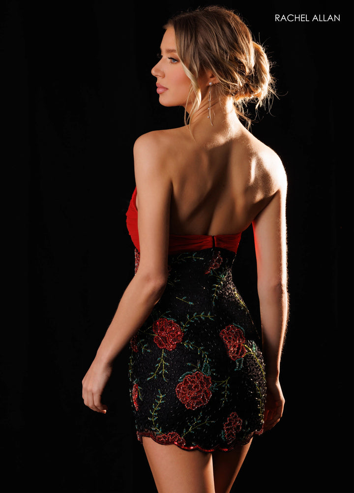 Rachel Allan 40754 Rosette Cutout Floral Homecoming Dress