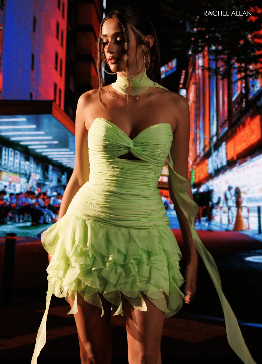 Rachel Allan 40690 Cutout Ruched Tiered Homecoming Dress