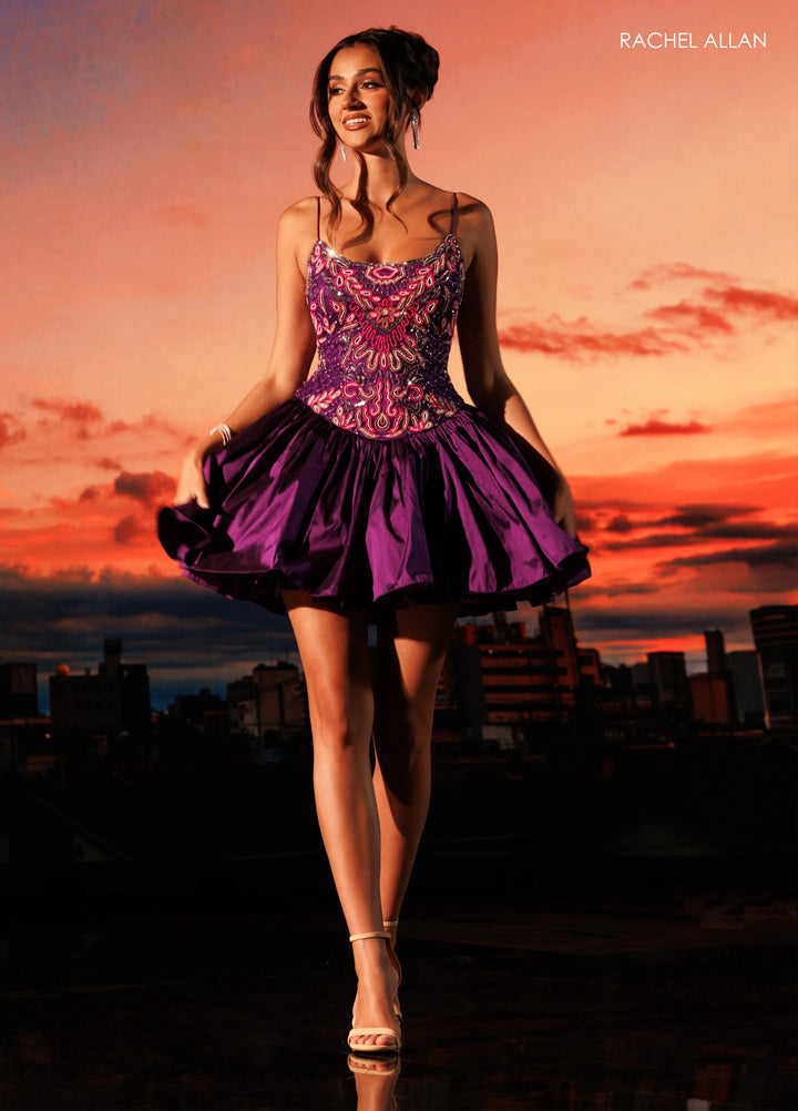 Rachel Allan 40732 Beaded Corset Lace-Up Homecoming Dress