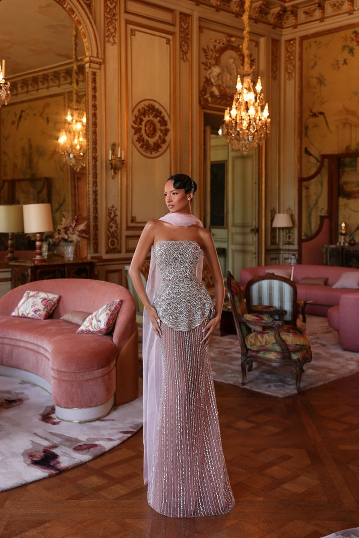 Chic & Holland HF110671 Strapless Beaded Couture Dress