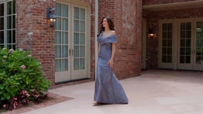 Marsoni by Colors MV1378 Asymmetrical Off-The-Shoulder Jacquard Mother of the Bride Dress