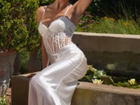 Amoris T819W Sweetheart Neckline Sleeveless Corset Sheath Dress