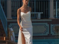 Amoris T826W Cowl Neckline Bridal Dress