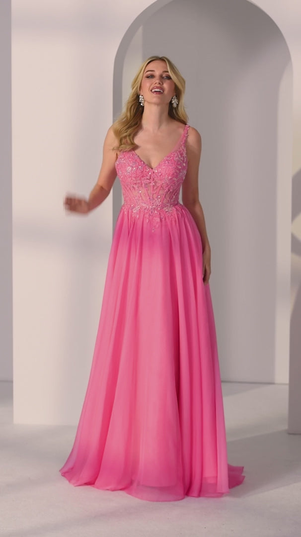 Morilee 49250 A-Line Floral Applique Prom Dress 2026