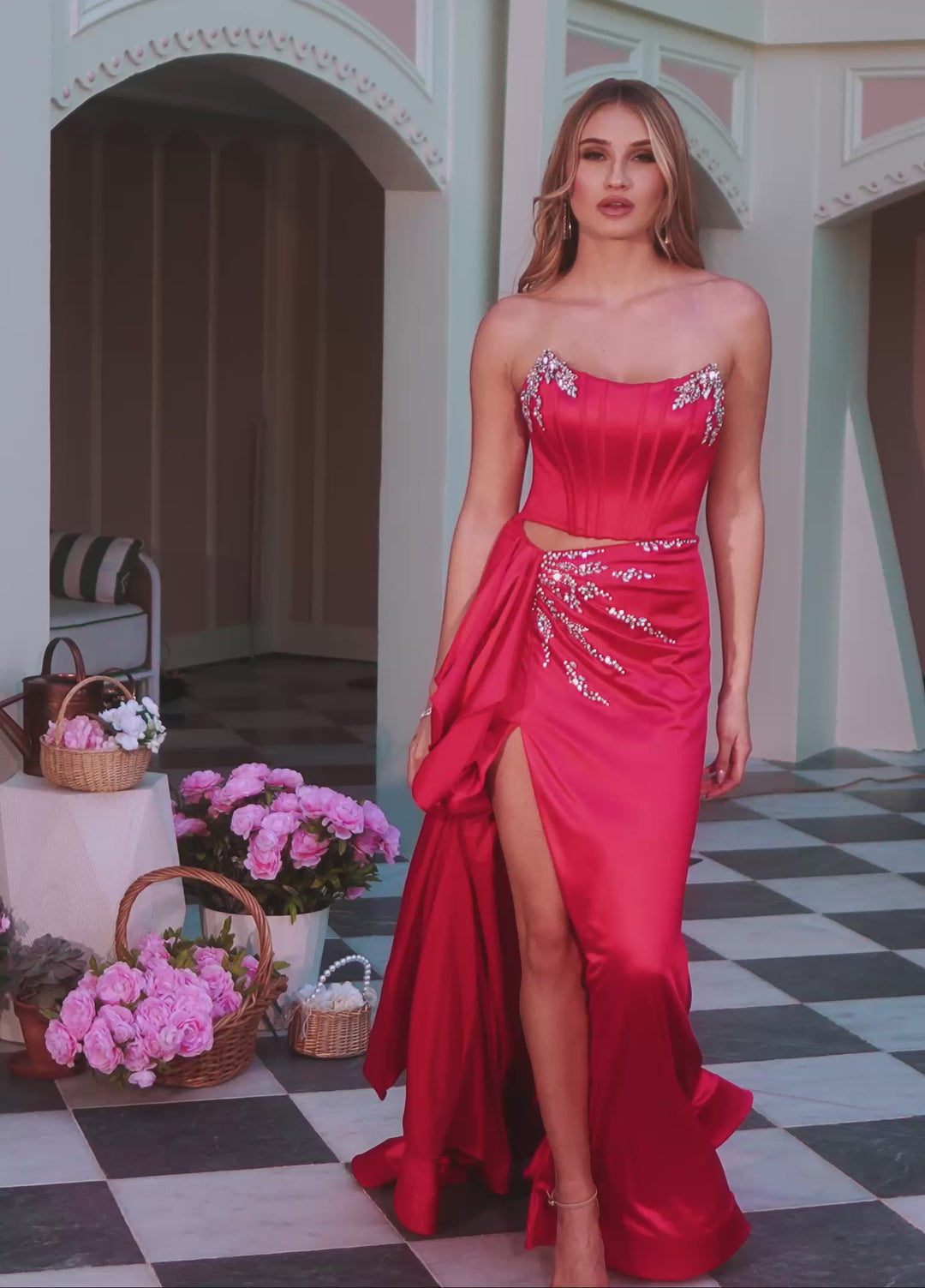 Rachel Allan 71061 Strapless Crystal Beaded Prom Dress 2026