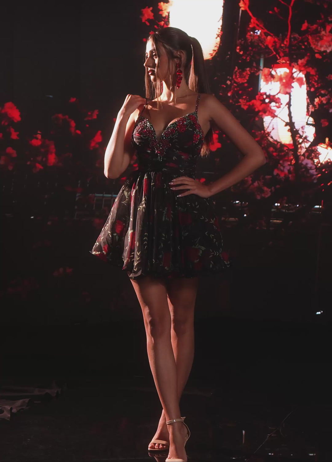 Rachel Allan 40711 Floral Beaded Homecoming Dress
