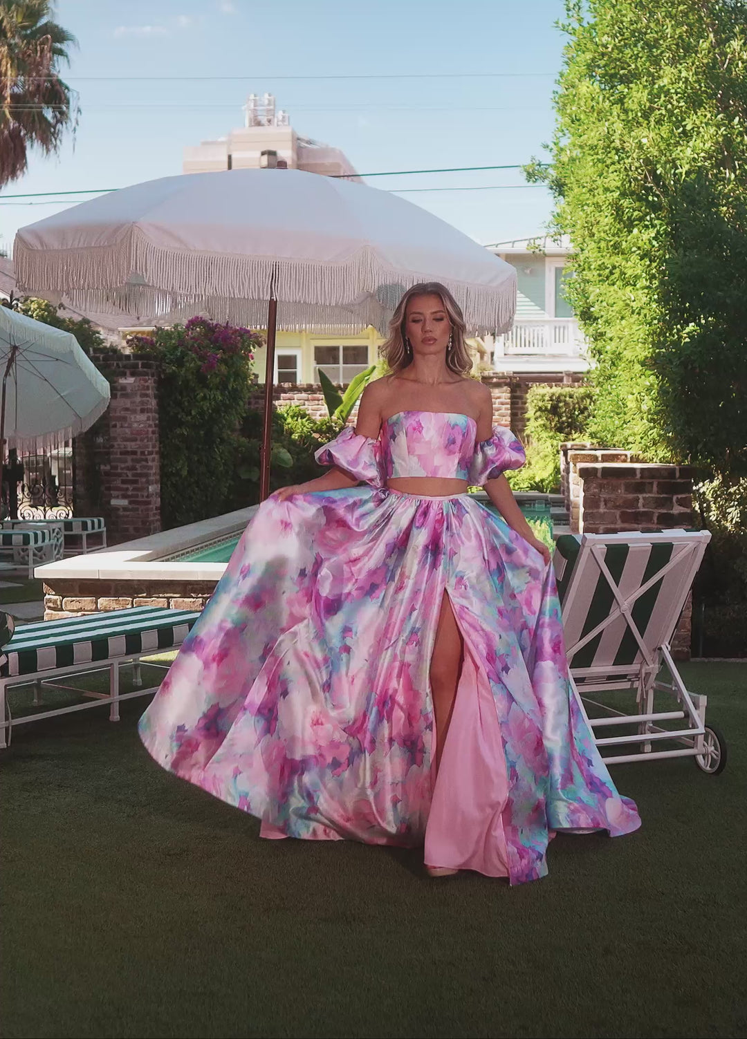 Rachel Allan 70921 Off-Shoulder Printed Prom Dress 2026