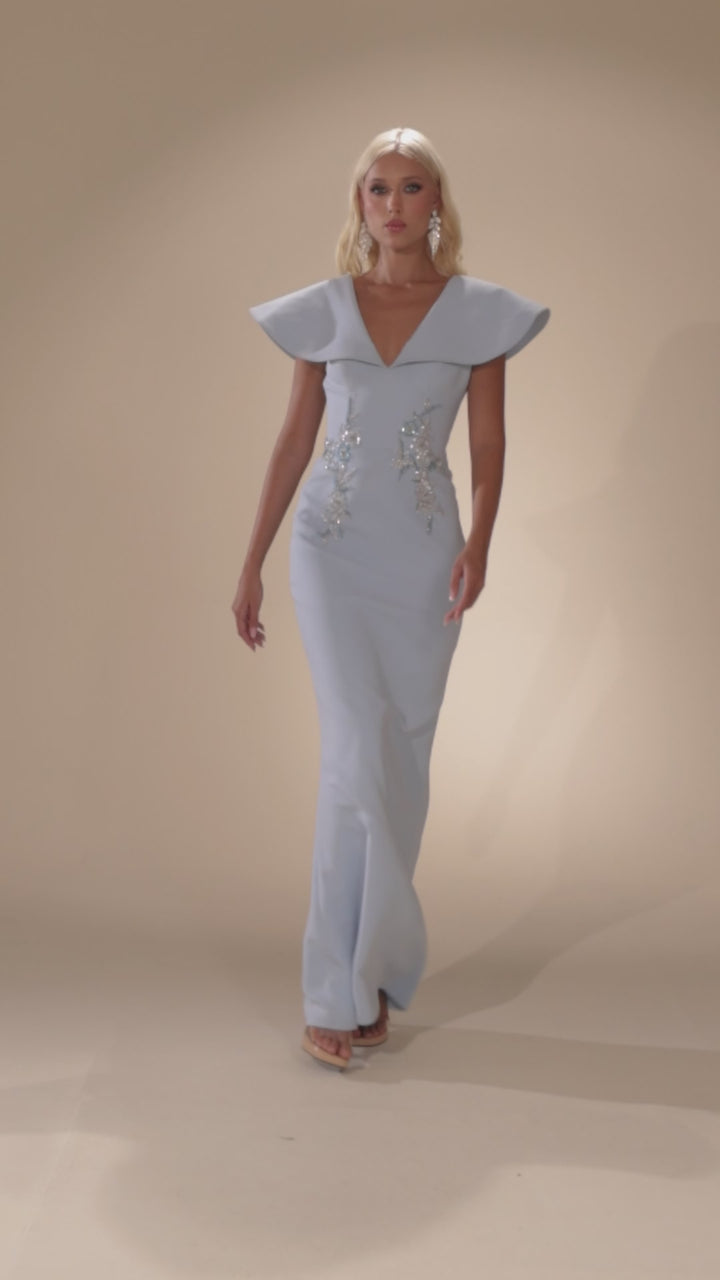 Abdo Aoude D26 V-Neck Sheath COUTURE Dress