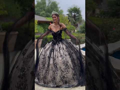 GLS Collective GL3500 Floral Applique Glitter Quinceanera Dress