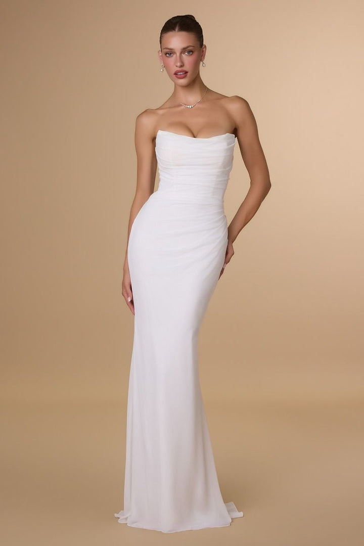 Amoris T702W Strapless Corset Bridal Dress
