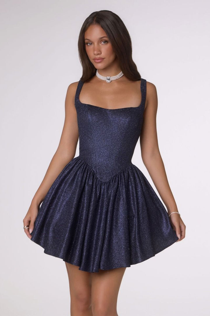 Amoris T738 Square Neckline Corset-Structured Bodice Dress
